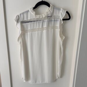 Halogen Cream Sleeveless Blouse with Lace Trim